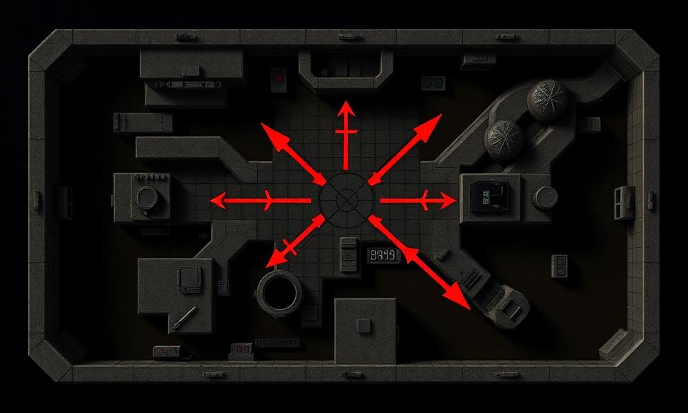 Tactical diagram of de_inferno banana with red attack arrows